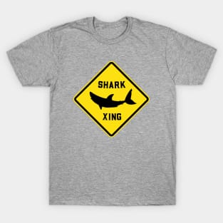 Shark Crossing Road Sign Xing Zone T-Shirt